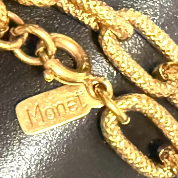 Vintage Monet Signed Textured Gold Super Long Chain Necklace Wrap Opera Length - Picture 10 of 12